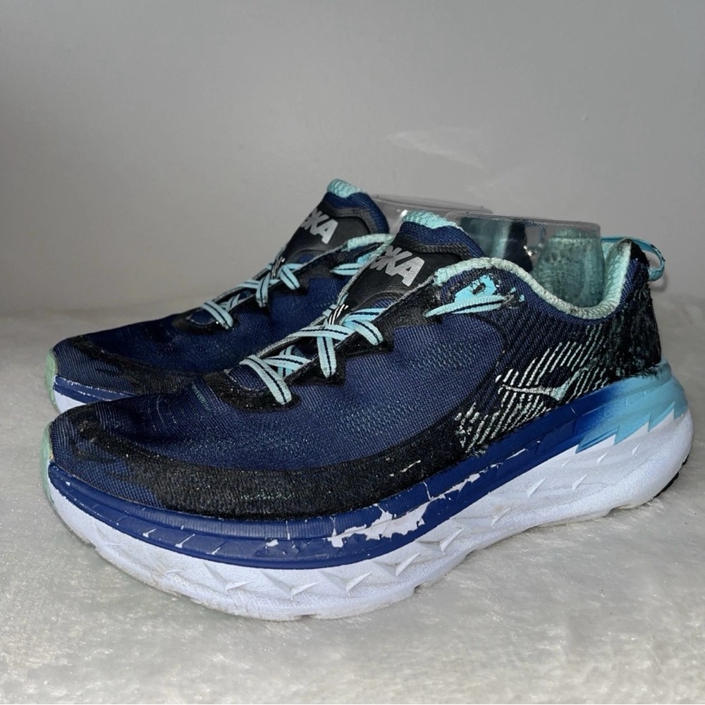 Hoka‎ One One Bondi 5 Womens 9.5 Blue Lace Up Athletic Running Shoes Sneakers. - Picture 4 of 16